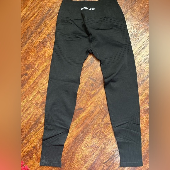 Alphalete Women Leggings Black With White Lettering See Measurements For Size - Picture 3 of 8